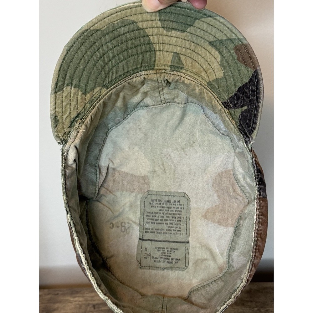 US Military Woodland Camo BDU Patrol Cap Hat 7 3/8 Propper 1989 DLA Contract - Picture 10 of 12